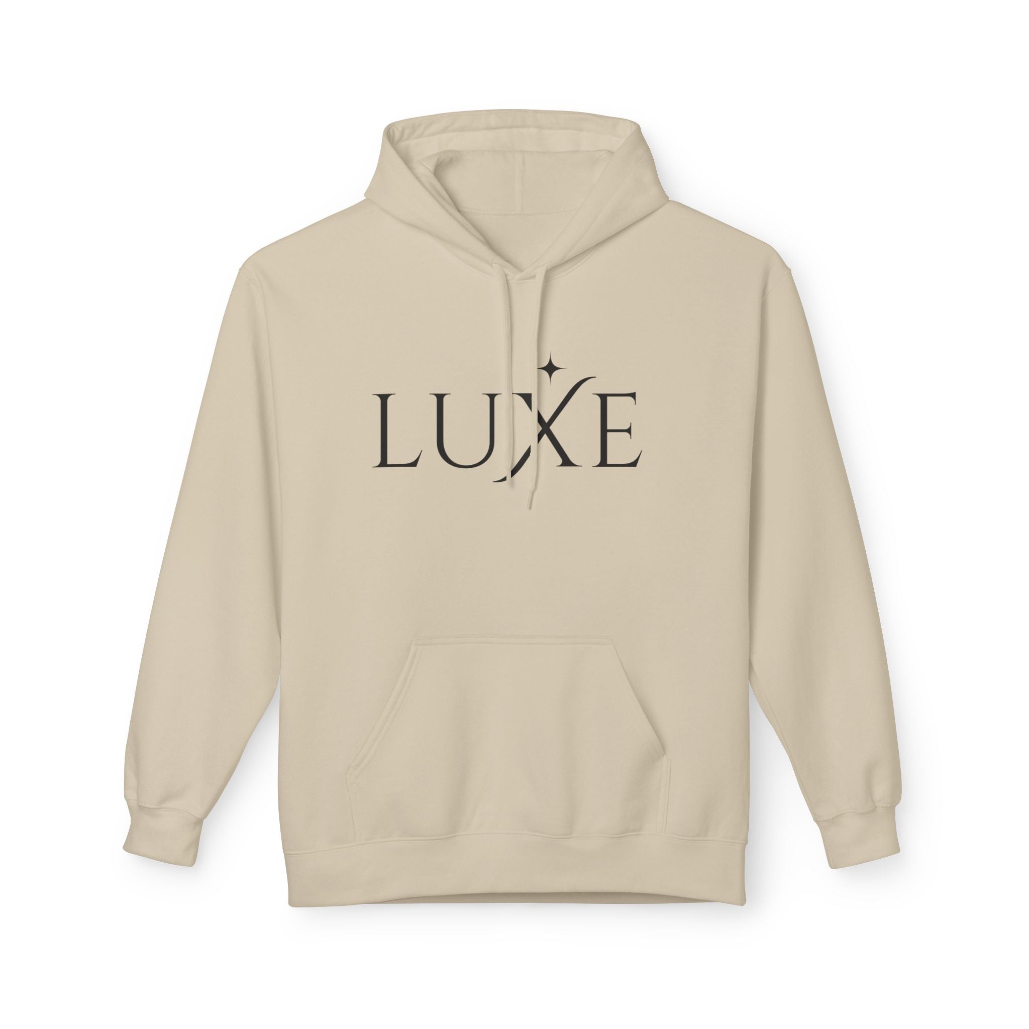 Luxe Minimalist Logo Hoodie — Chic White Fleece Pullover
