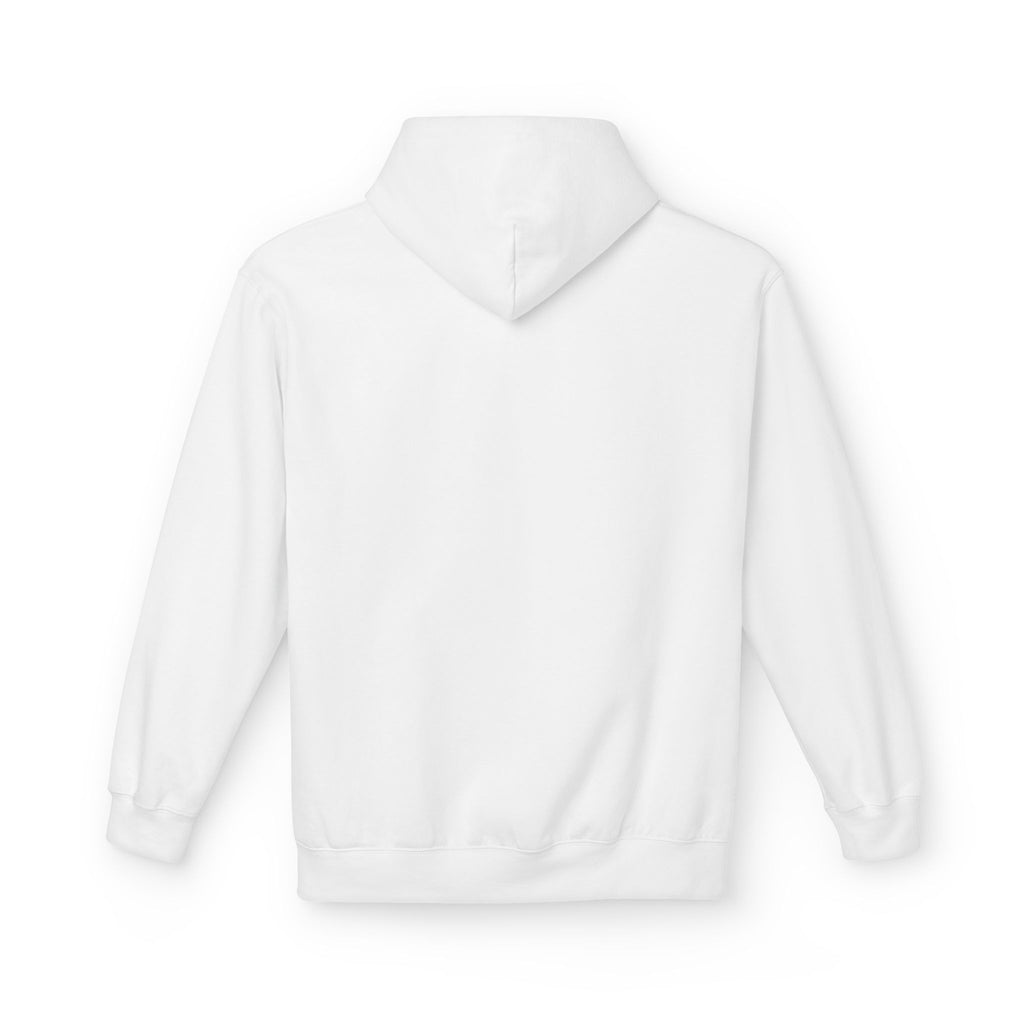Luxe Minimalist Logo Hoodie — Chic White Fleece Pullover