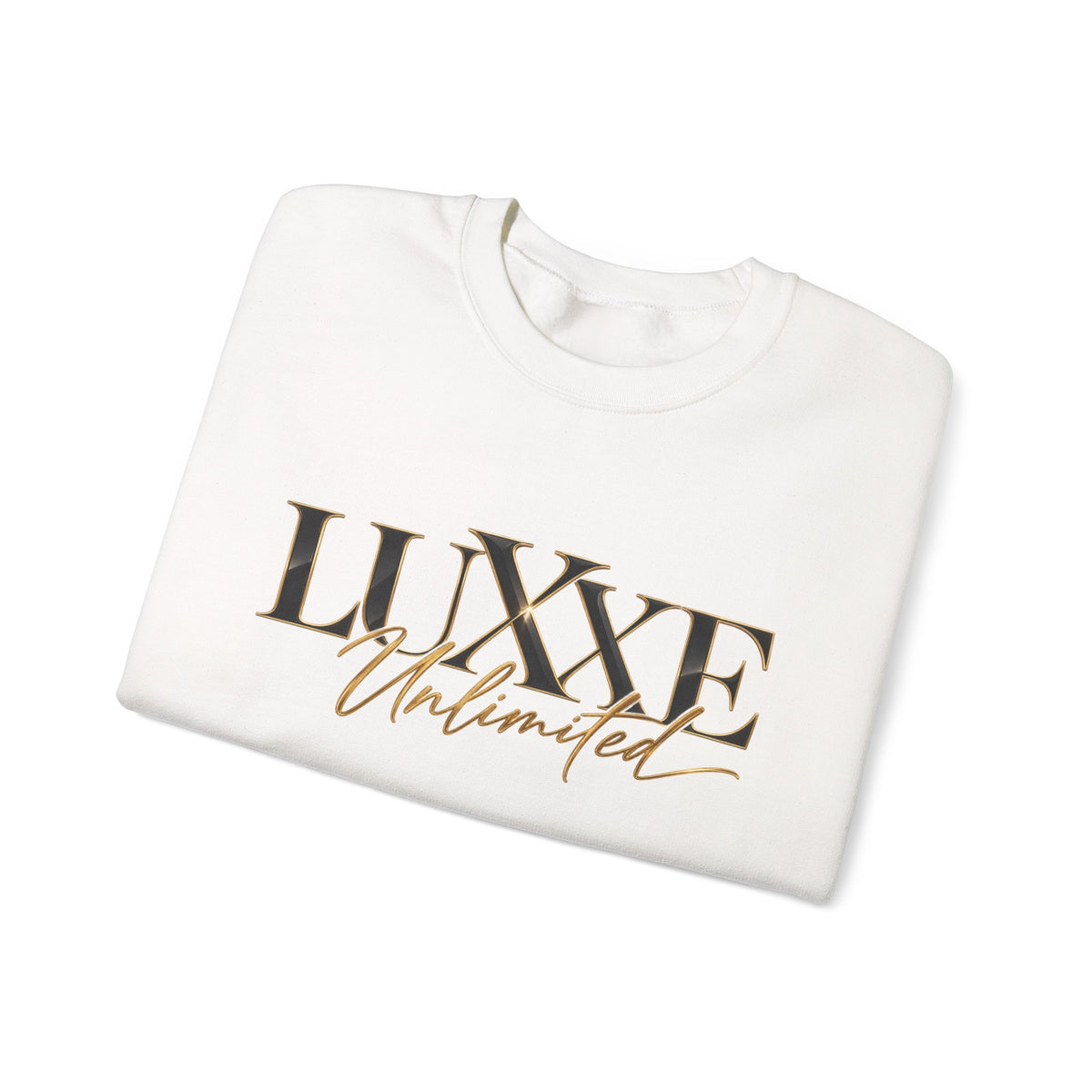 Crewneck Sweatshirt — "LUXXE Unlimited" Gold Script Logo