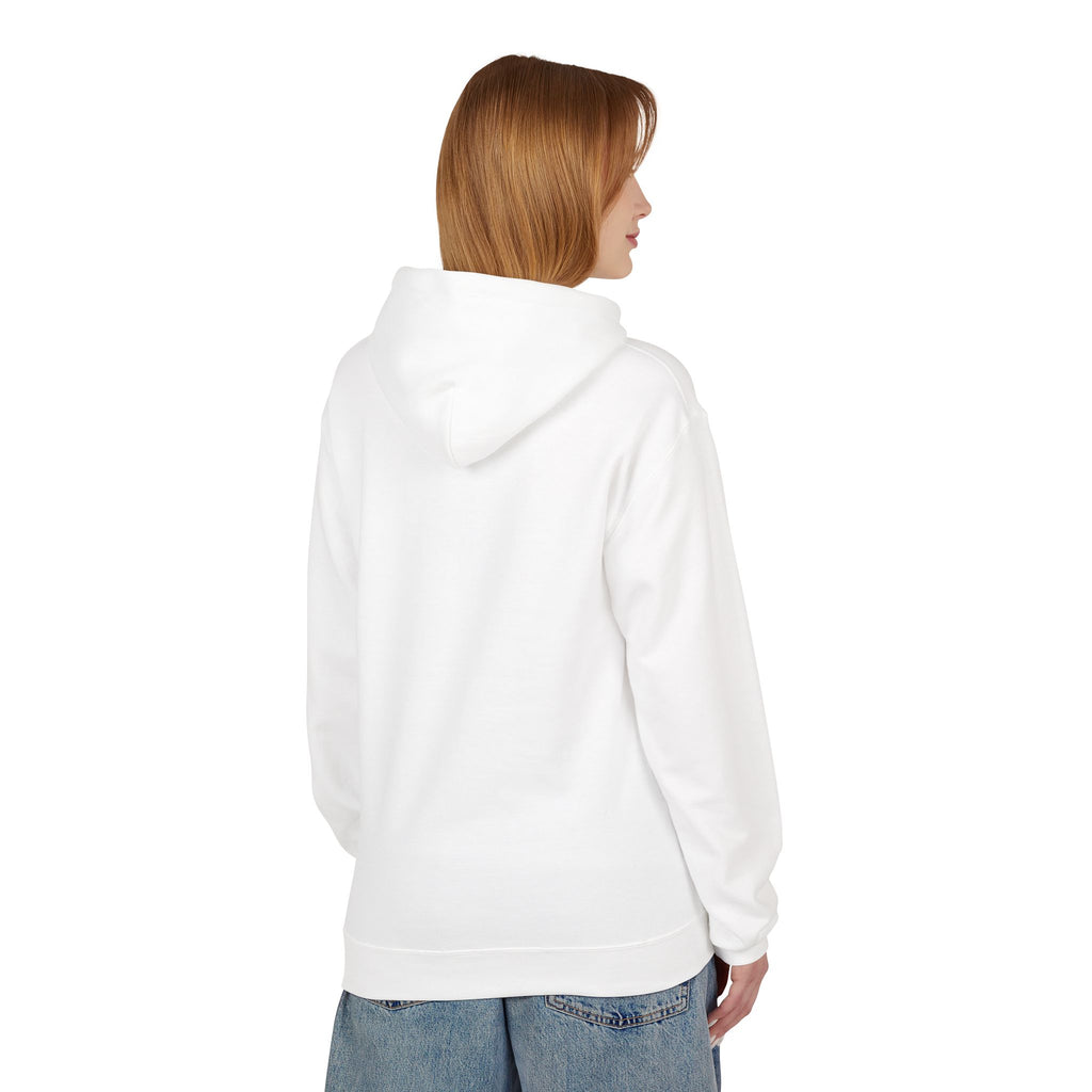 Luxe Minimalist Logo Hoodie — Chic White Fleece Pullover