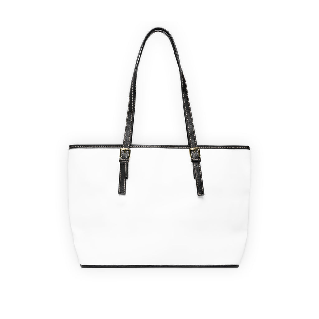 Luxe PU Leather Shoulder Bag — Chic White Tote with 'LUXE' Logo