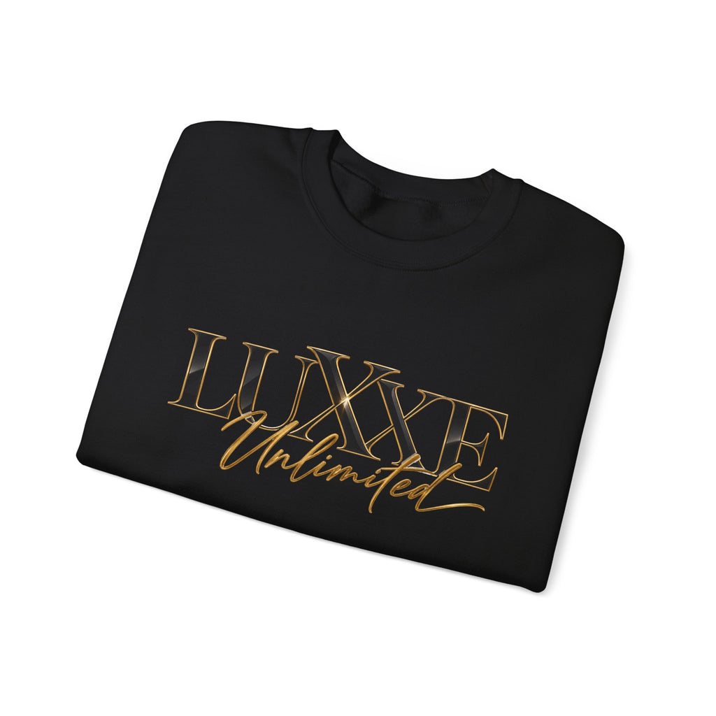 Crewneck Sweatshirt — "LUXXE Unlimited" Gold Script Logo