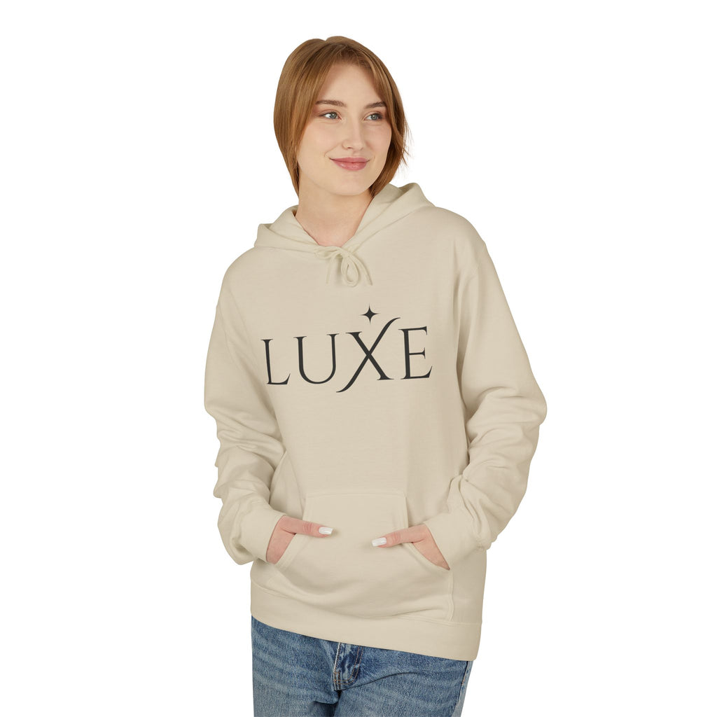 Luxe Minimalist Logo Hoodie — Chic White Fleece Pullover